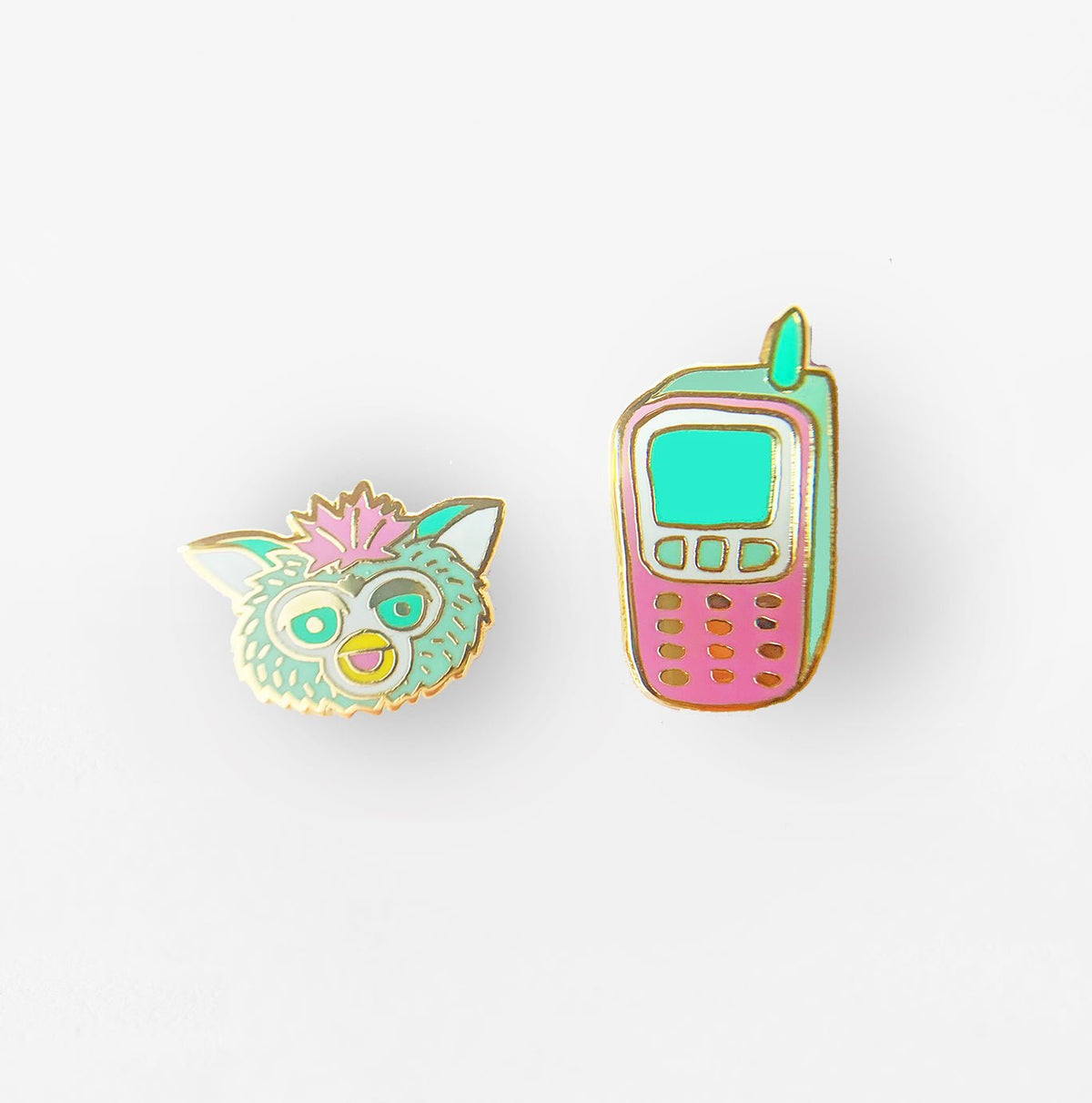90&#39;s Cell Phone &amp; Furby Earrings - Yellow Owl Workshop