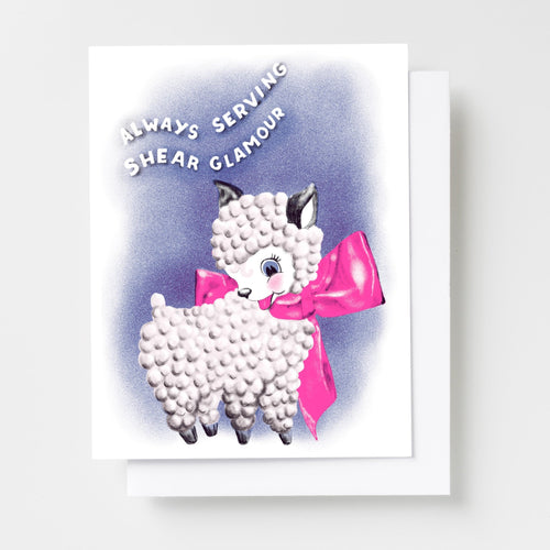 Always Serving Shear Glamour - Fierce Lamb Love Risograph Card - Yellow Owl Workshop