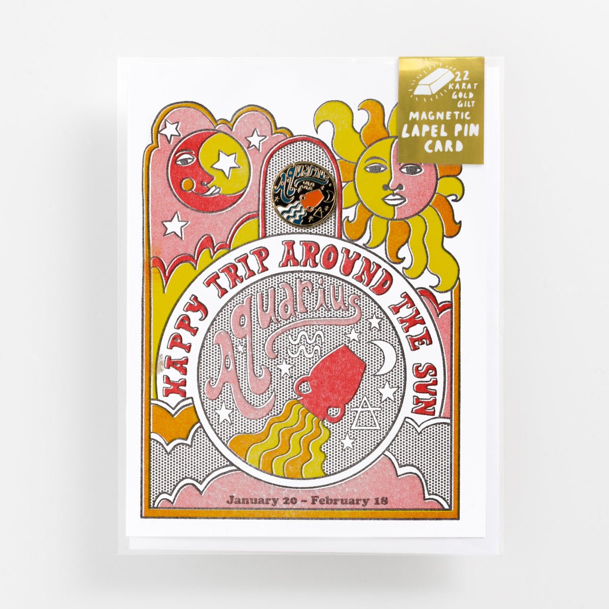 Aquarius - Lapel Pin Card - Yellow Owl Workshop