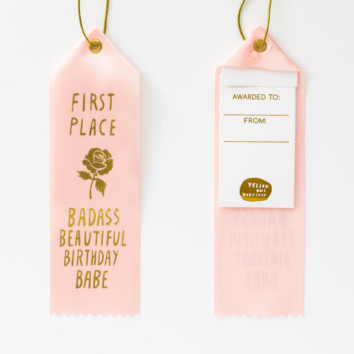 Bada$$ Beautiful Birthday Babe - Award Ribbon Card - Yellow Owl Workshop