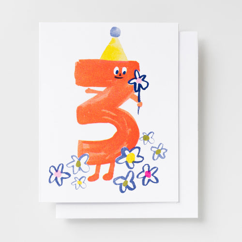 Birthday 3 - Risograph Card - Yellow Owl Workshop