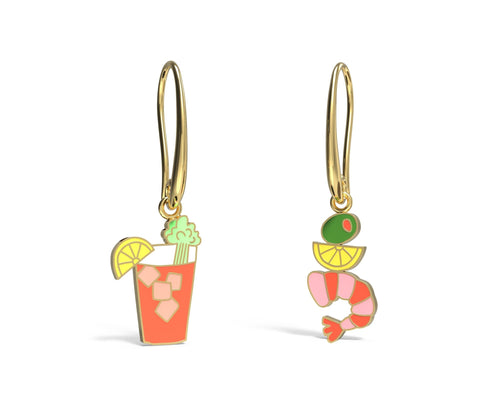 Bloody Mary and Shrimp Drop Earrings - Yellow Owl Workshop