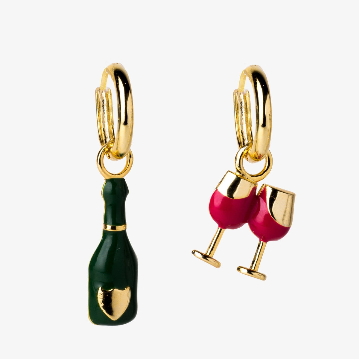 Champagne &amp; Glass Hoop Earrings - Yellow Owl Workshop