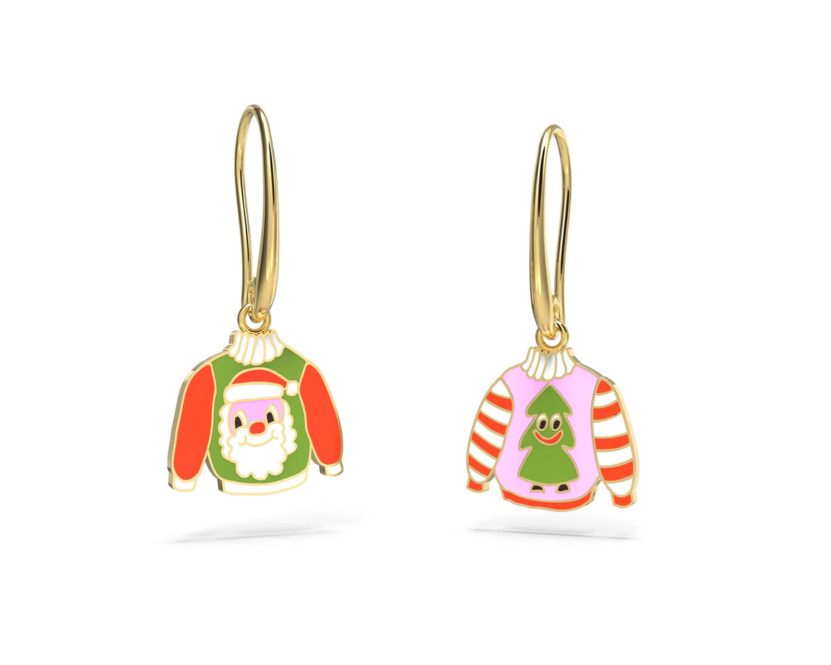 Christmas Santa and Tree Drop Earrings - Yellow Owl Workshop