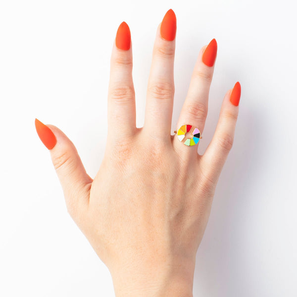 Color Wheel Ring | Colorful Adjustable Ring Art Lover Gift - Yellow Owl ...