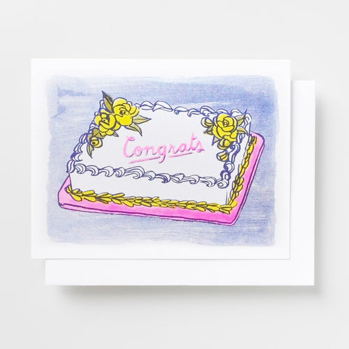 Congrats Cake - Risograph Card - Yellow Owl Workshop