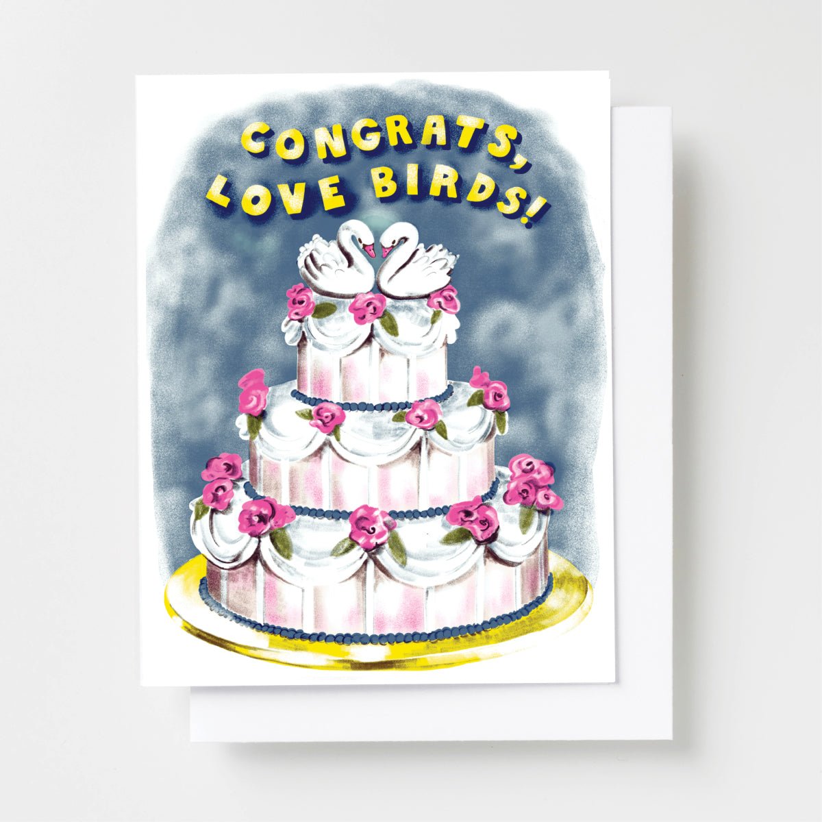 Congrats, Love Birds Risograph Card - Yellow Owl Workshop