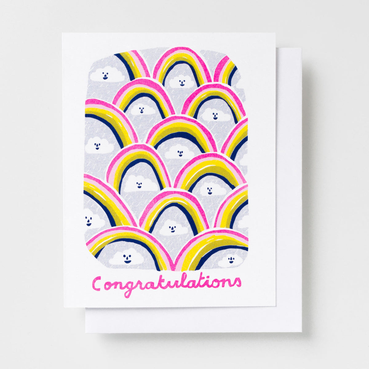 Congratulations Clouds - Risograph Card - Yellow Owl Workshop