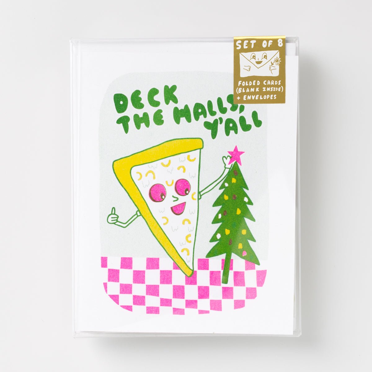 Deck The Halls Pizza - Risograph Card Set - Yellow Owl Workshop