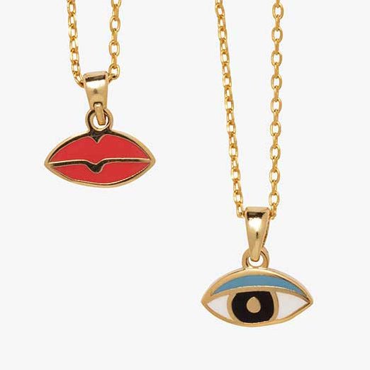 Eyes & Lips - Double Sided Pendant - Yellow Owl Workshop