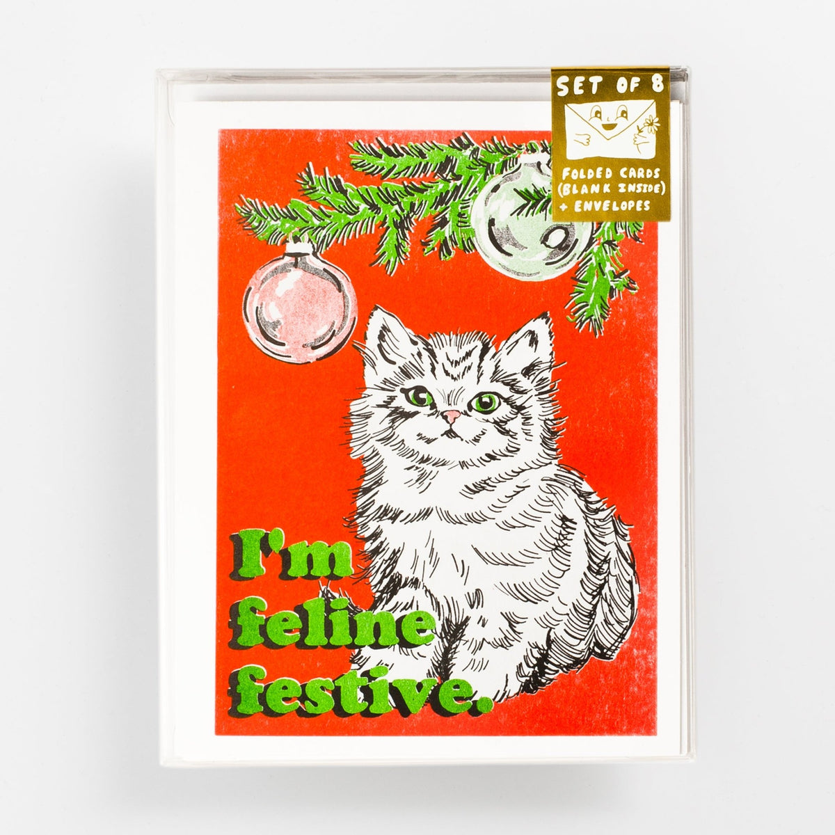 Feline Festive - Risograph Card Set - Yellow Owl Workshop