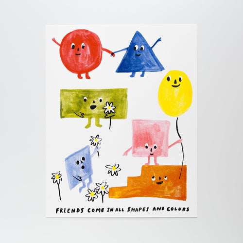 Friends of All Shapes and Sizes - Risograph Print - Yellow Owl Workshop
