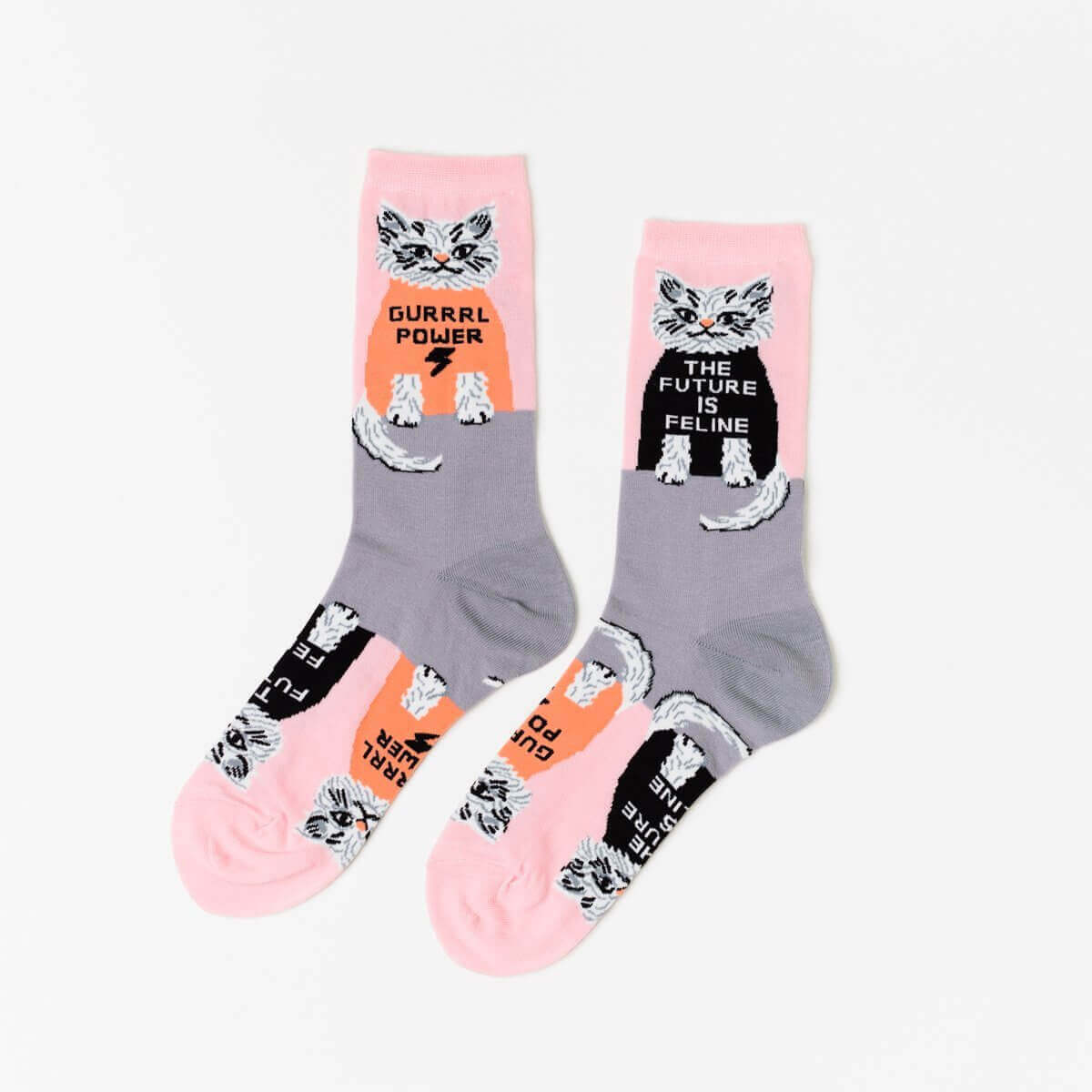 Future is Feline Crew Socks - Women's - Yellow Owl Workshop