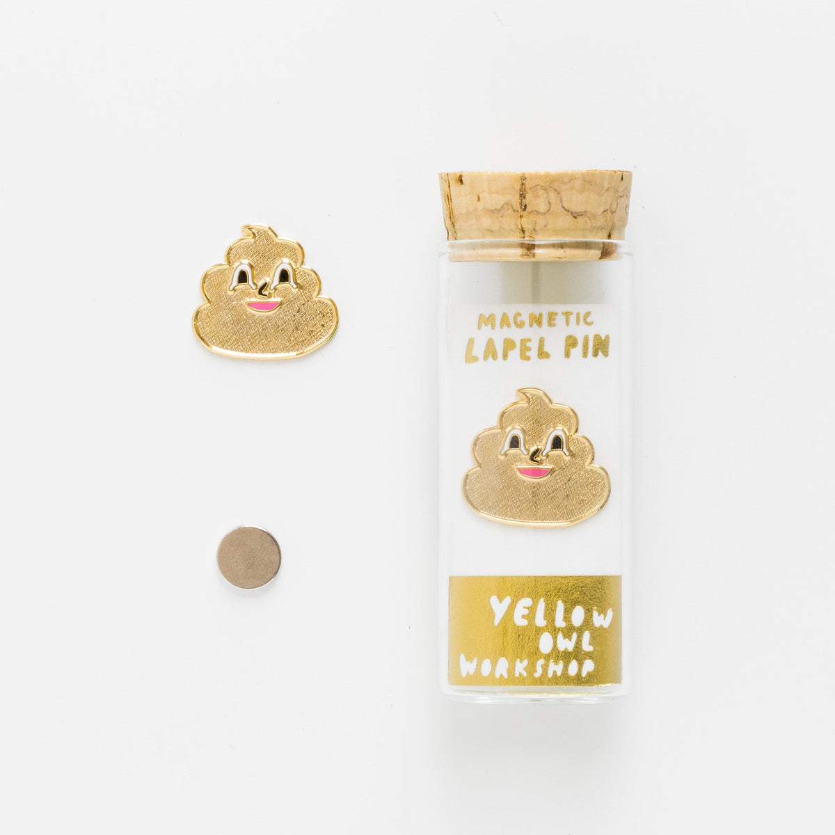 Gold Poo Emoji Lapel Pin - Yellow Owl Workshop