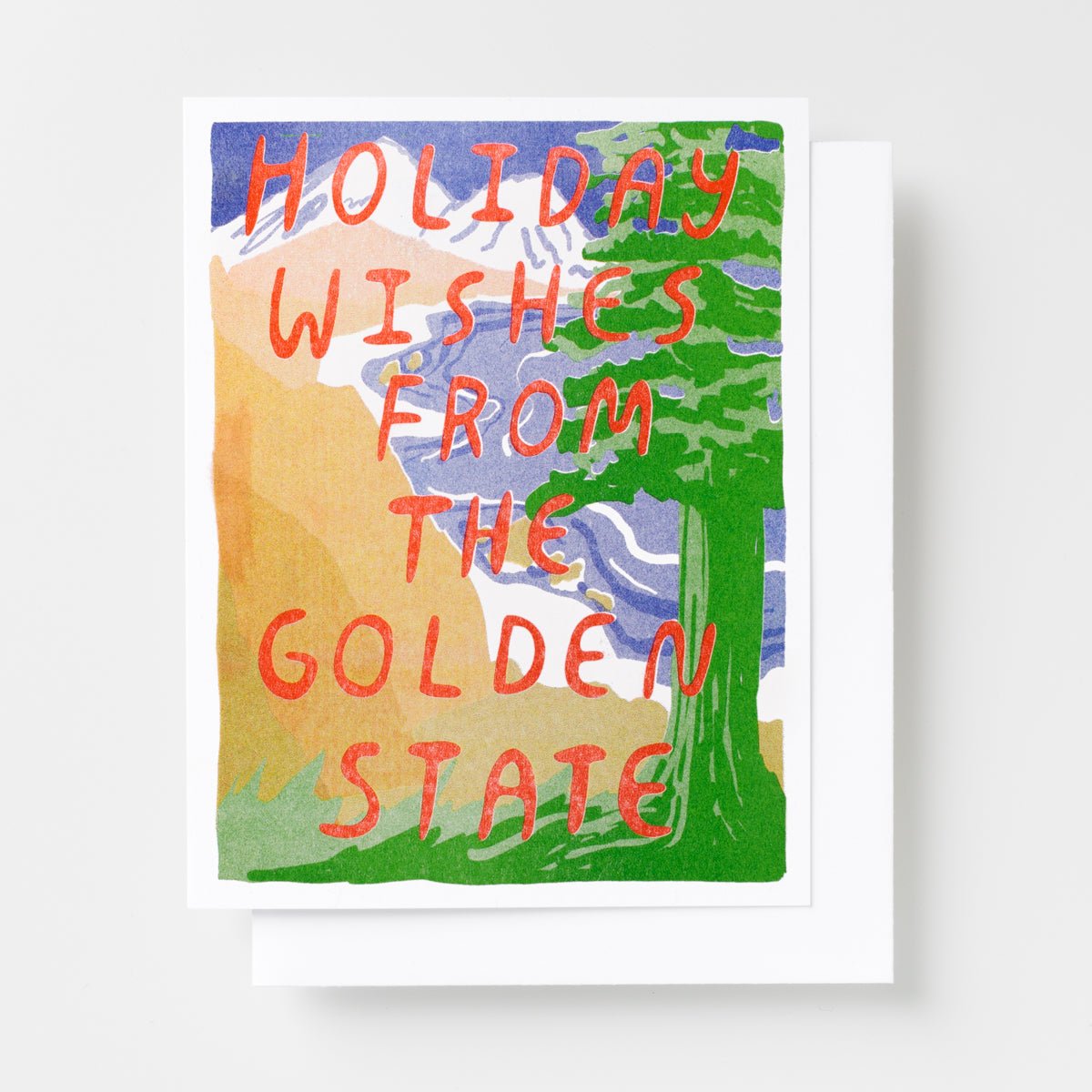 Golden State Holiday - Risograph Card - Yellow Owl Workshop