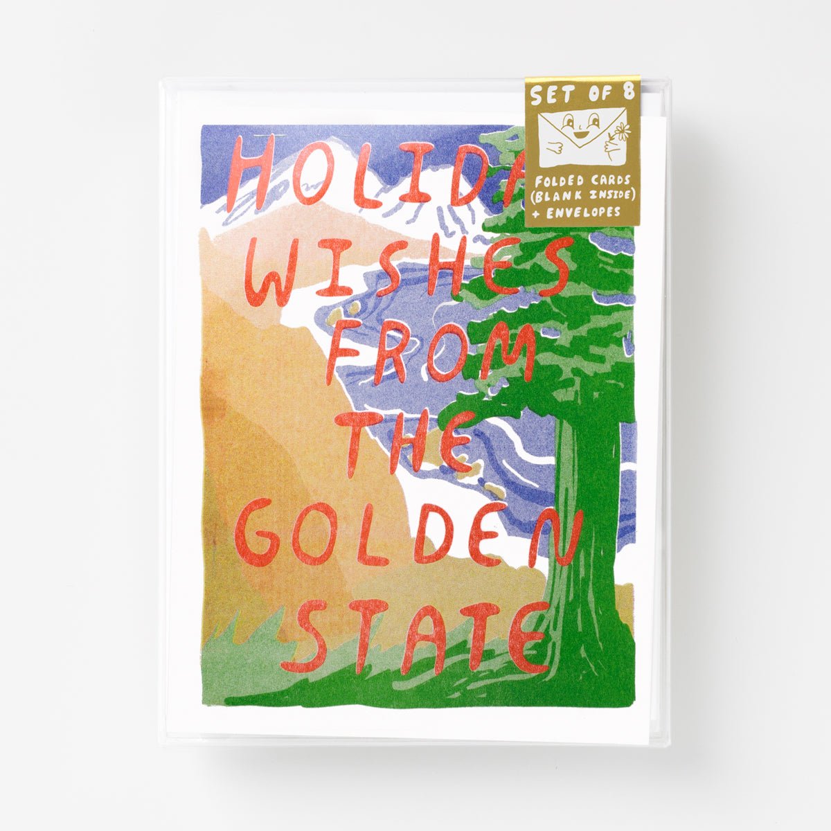 Golden State Holiday - Risograph Card Set - Yellow Owl Workshop