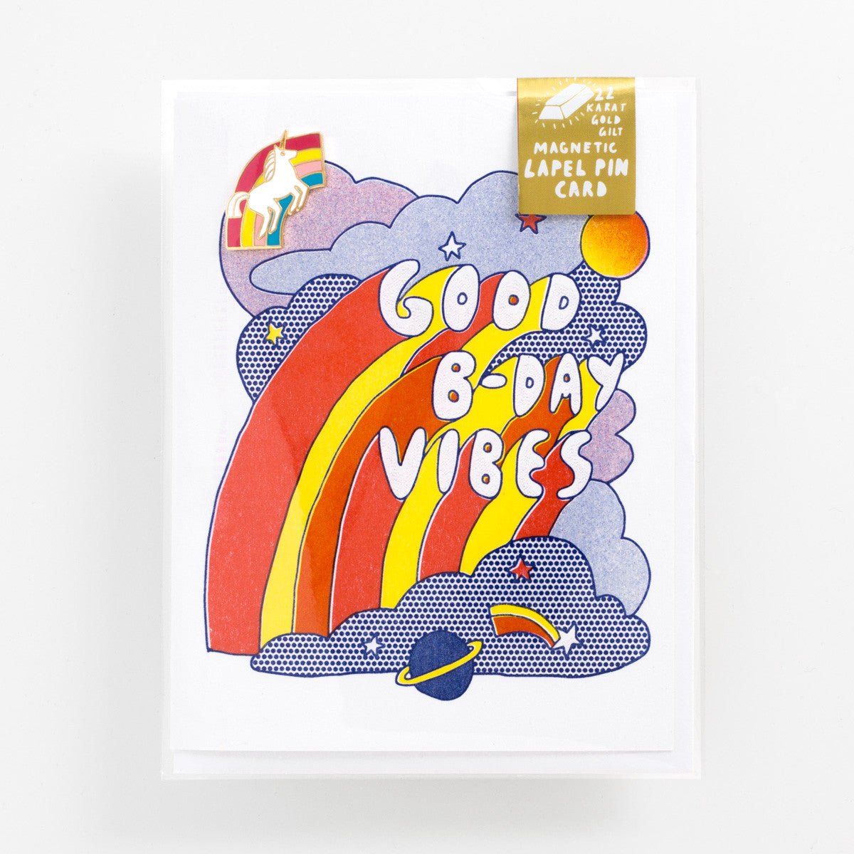 Good B-Day Vibes - Lapel Pin Card - Yellow Owl Workshop
