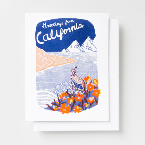 Greetings from CA - Risograph Card - Yellow Owl Workshop