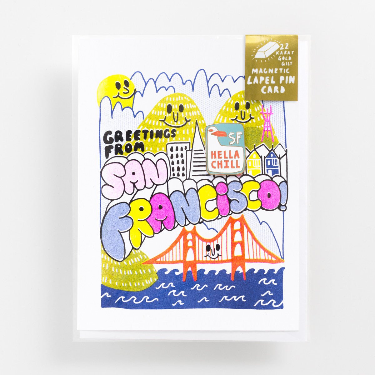 Greetings from SF - Lapel Pin Card - Yellow Owl Workshop