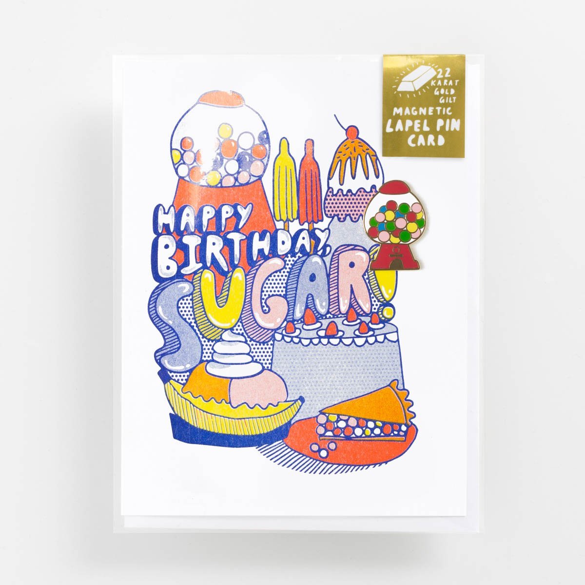 Happy Birthday Sugar - Lapel Pin Card - Yellow Owl Workshop