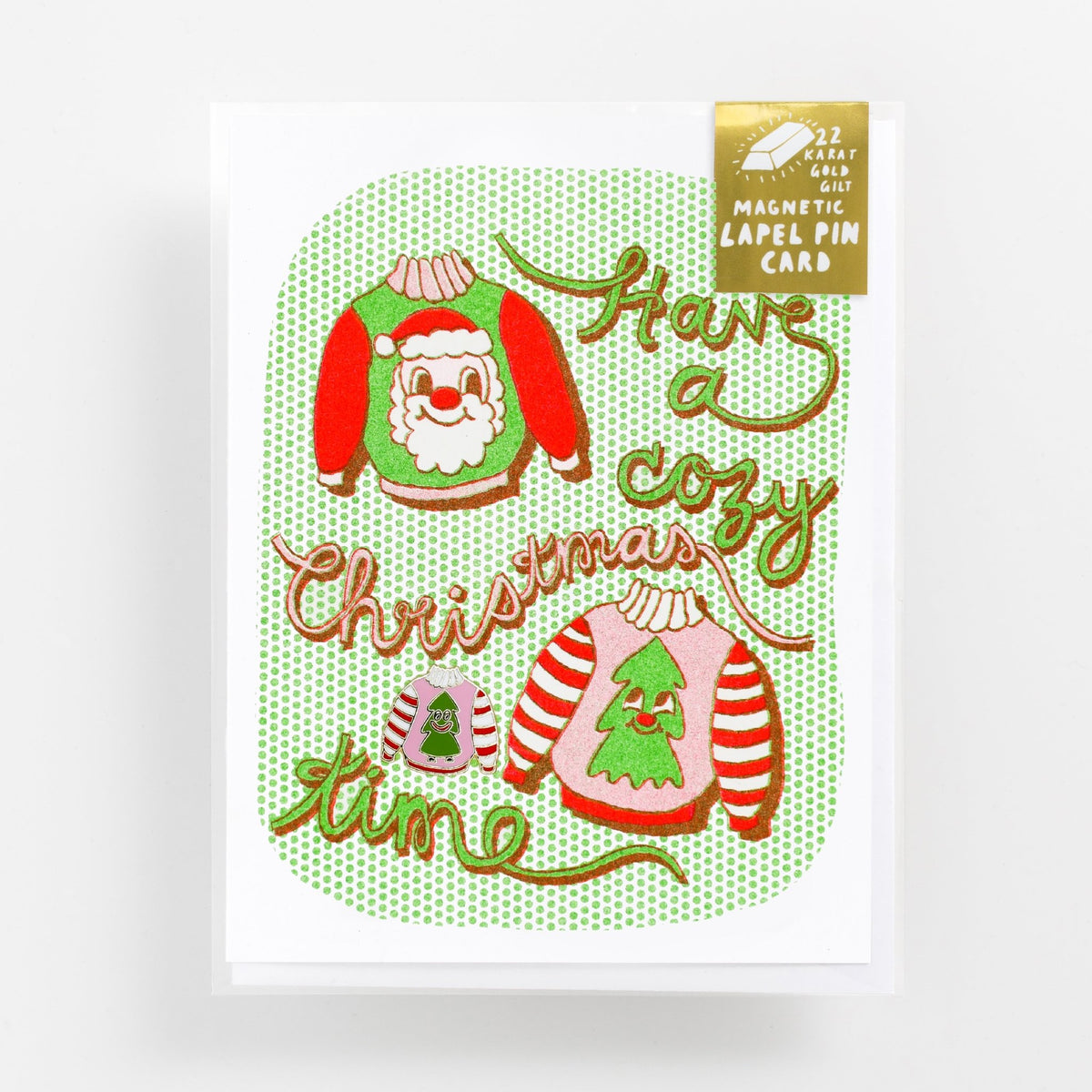 Have a Cozy Xmas Time - Lapel Pin Card - Yellow Owl Workshop