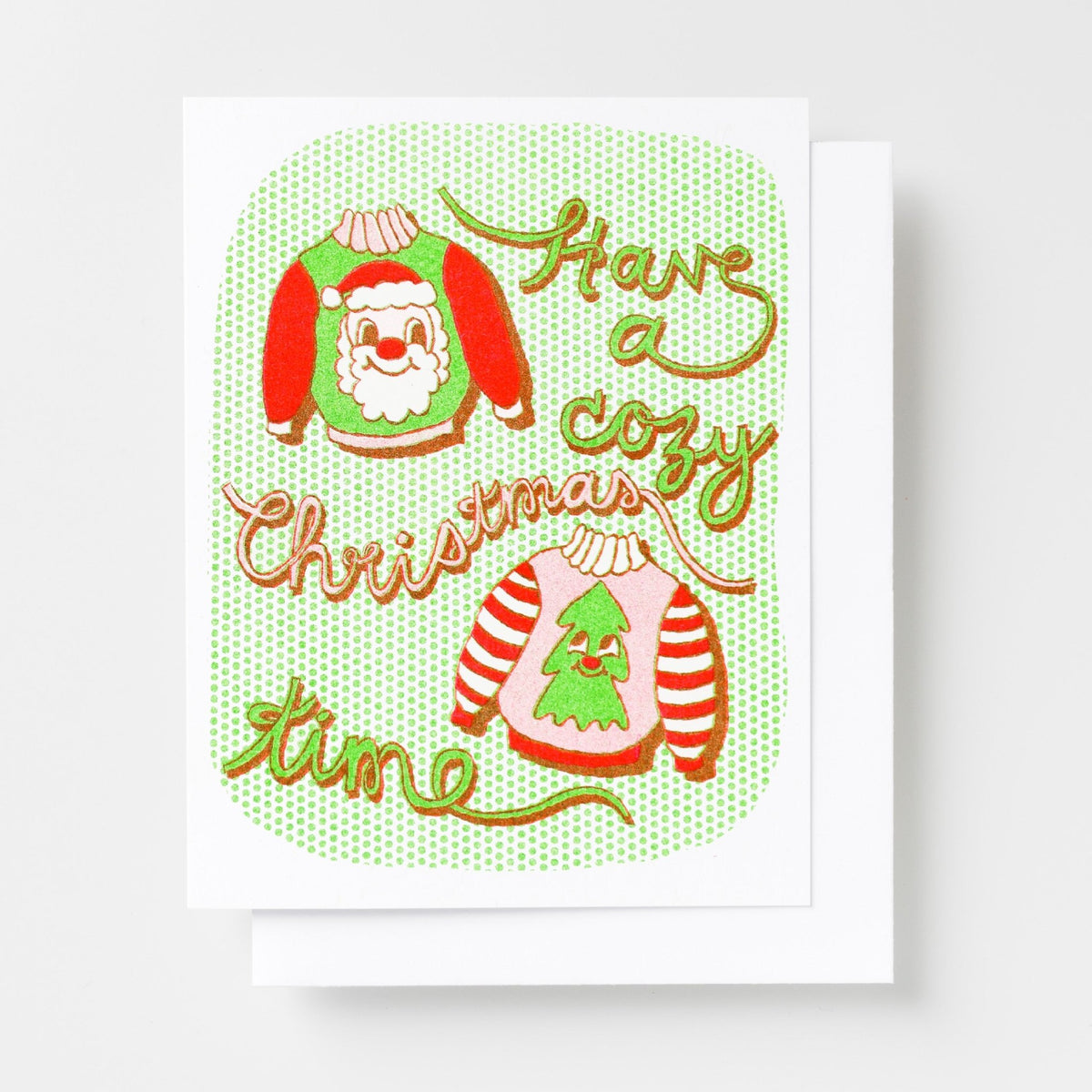 Have a Cozy Xmas Time Risograph Card - Yellow Owl Workshop