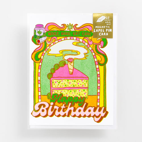 HBD Wake, Bake, Eat Cake - Lapel Pin Card - Yellow Owl Workshop