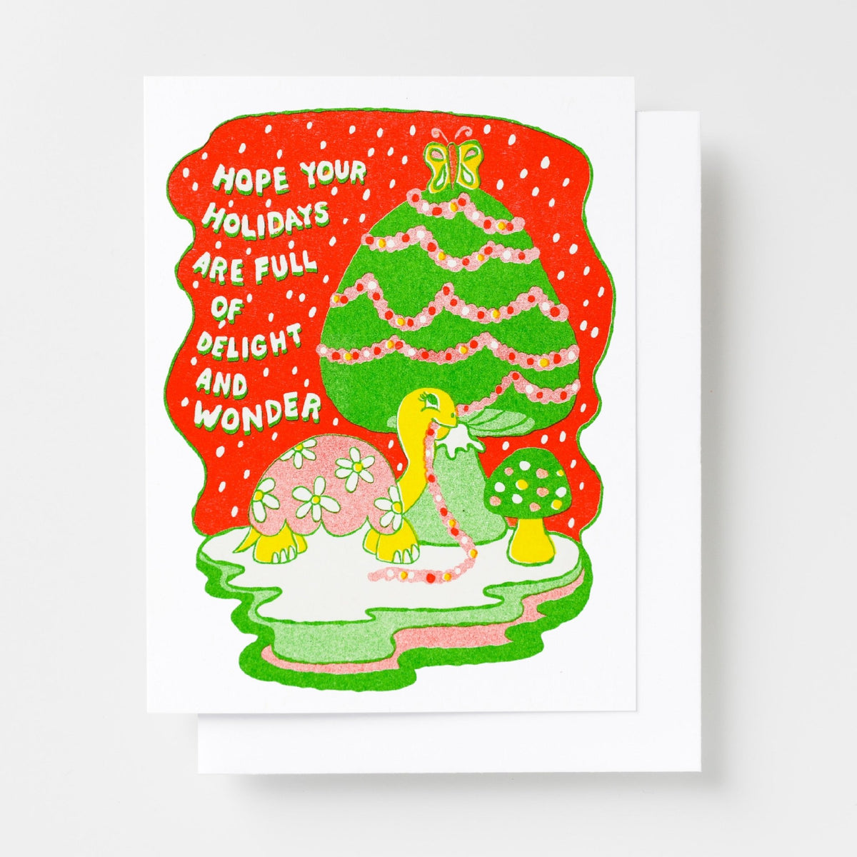 Holiday Delight + Wonder Risograph Card - Yellow Owl Workshop