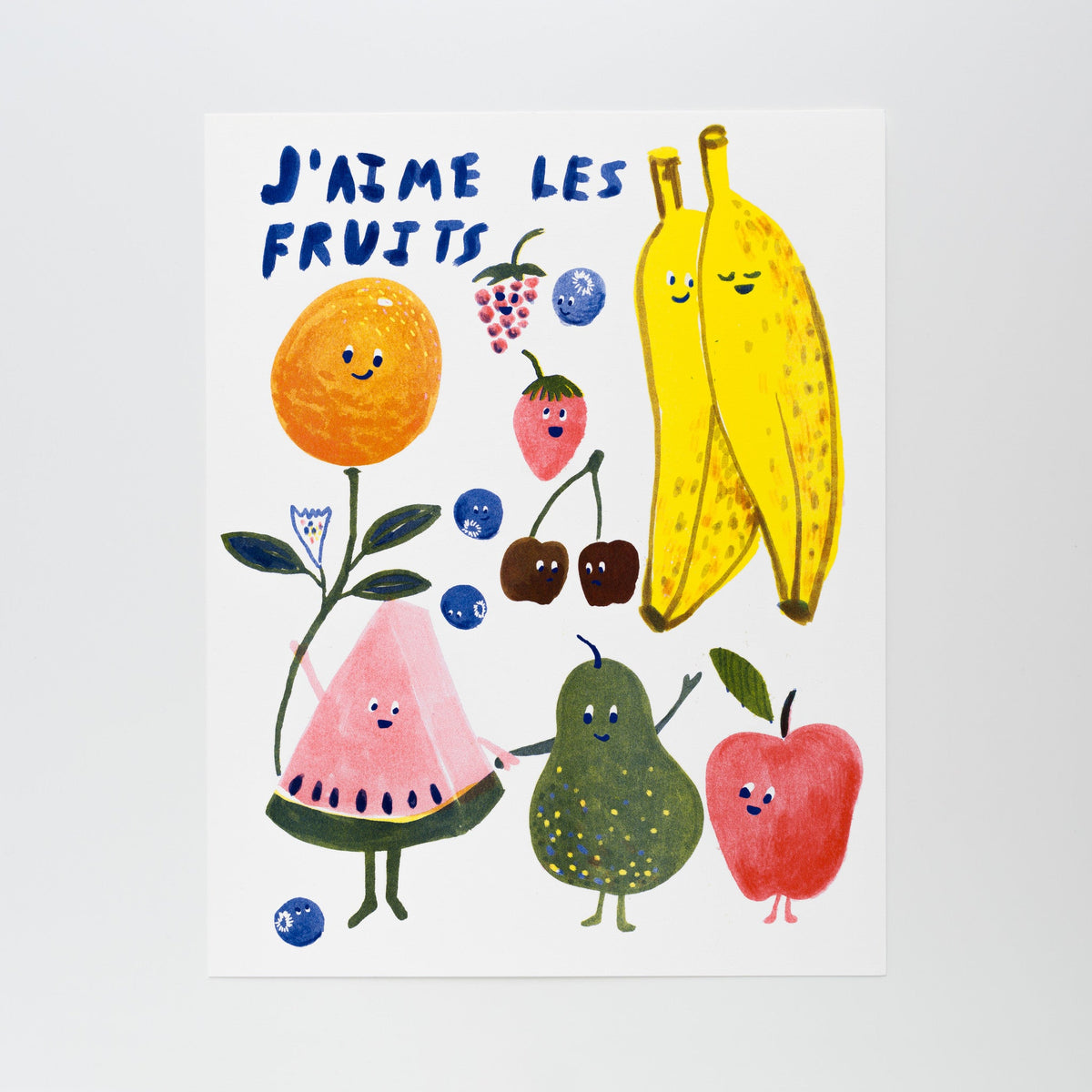 J&#39;aime Les Fruits - Risograph Print - Yellow Owl Workshop