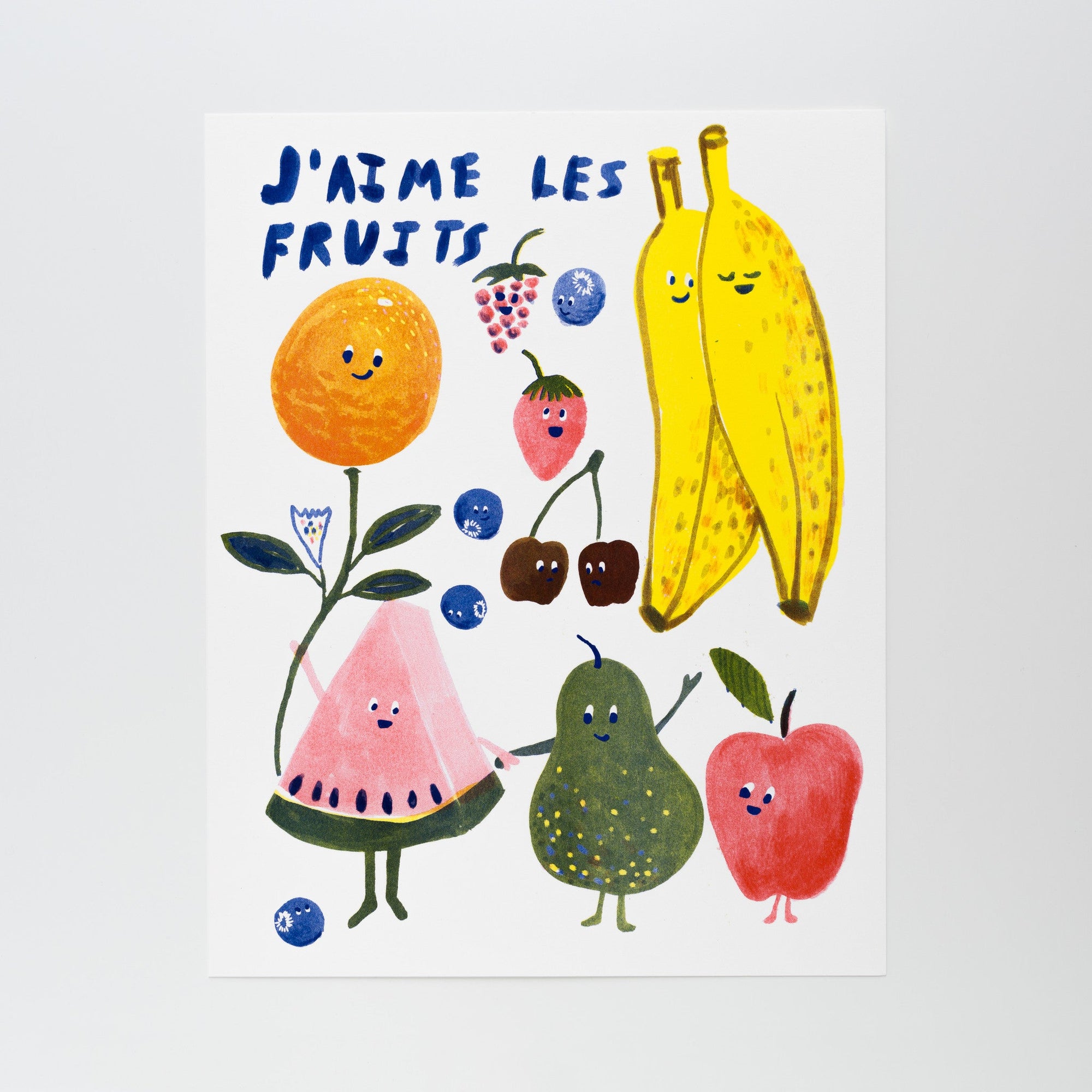 J'aime Les Fruits - Risograph Print - Yellow Owl Workshop