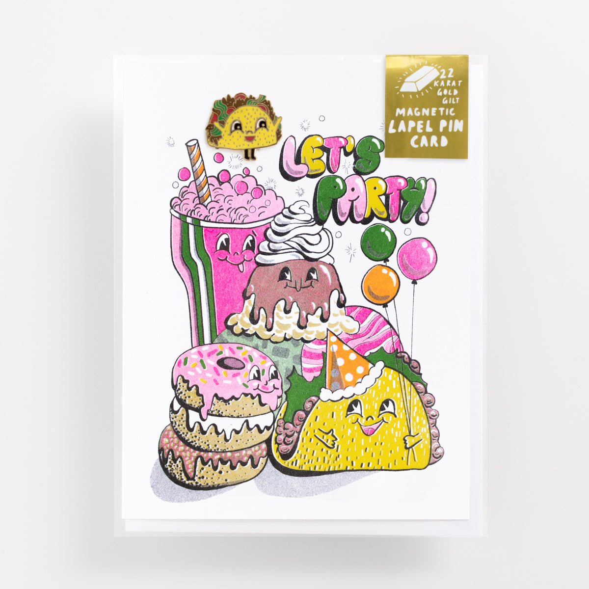 Let&#39;s Party - Lapel Pin Card - Yellow Owl Workshop