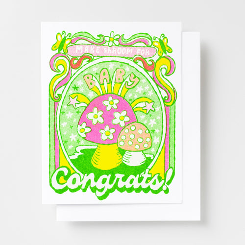 Make Shroom for Baby Congrats Risograph Card - Yellow Owl Workshop