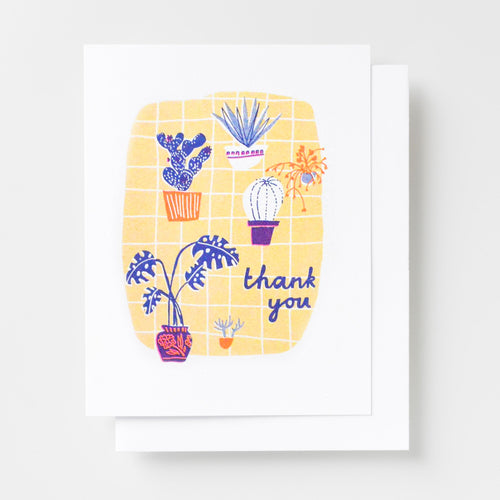 Many Thanks Plants - Risograph Card - Yellow Owl Workshop