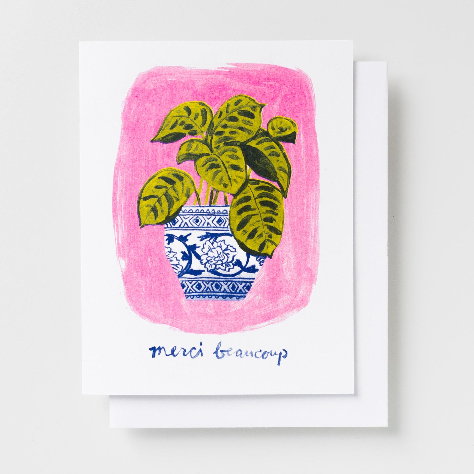 Merci Beaucoup Plant - Risograph Card - Yellow Owl Workshop