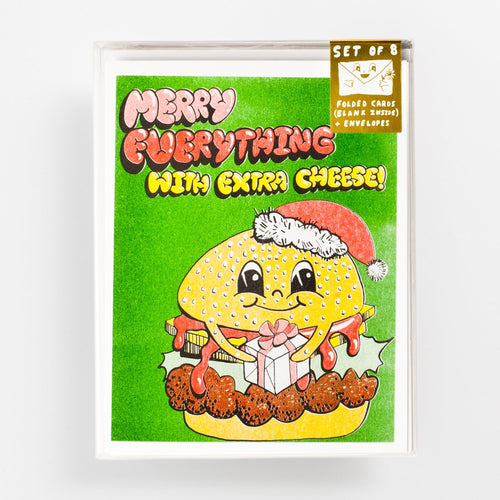 Merry Everything with Cheese - Risograph Card Set - Yellow Owl Workshop