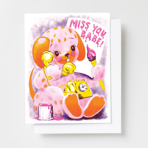 Miss You Babe Risograph Card - Yellow Owl Workshop