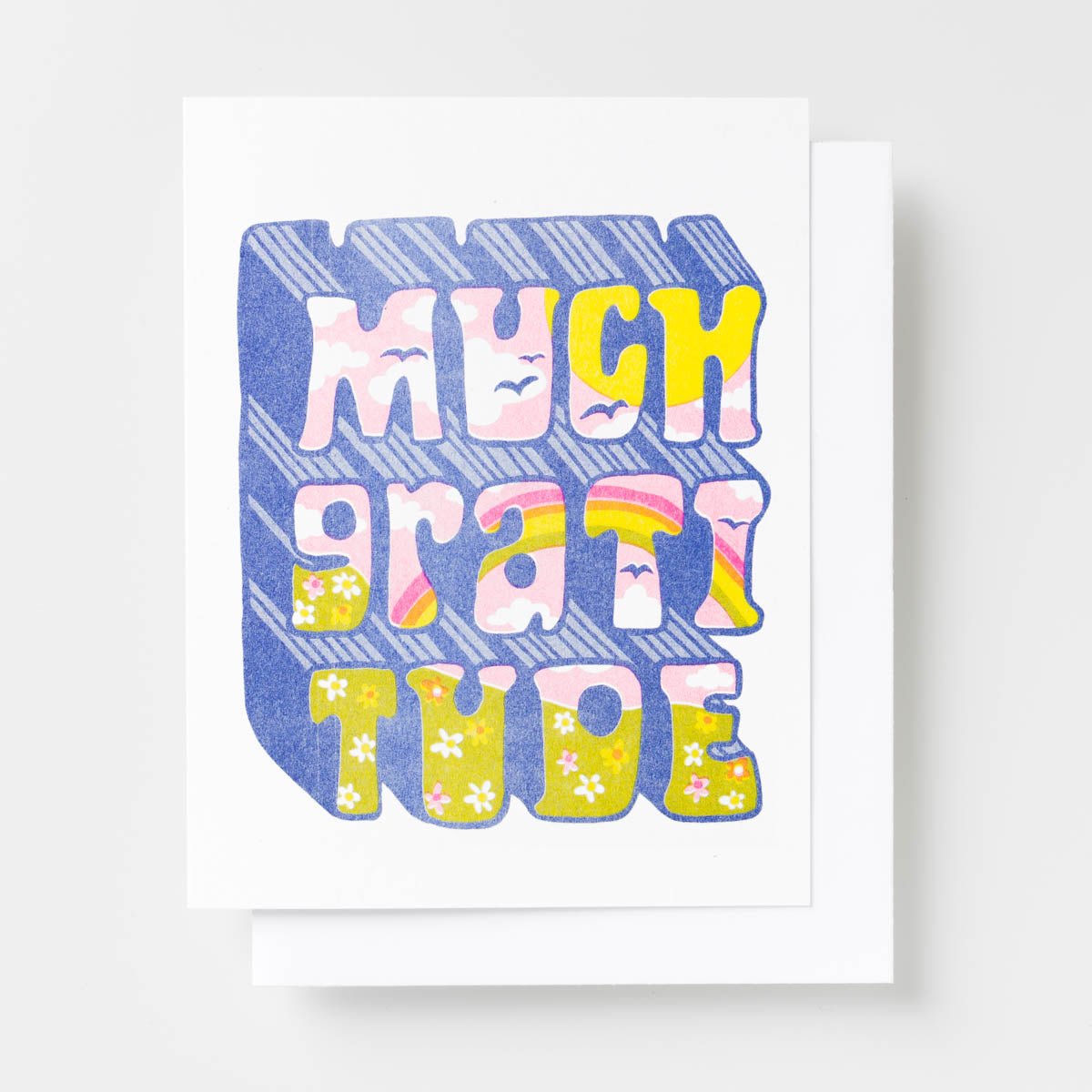 Much Gratitude - Risograph Card - Yellow Owl Workshop