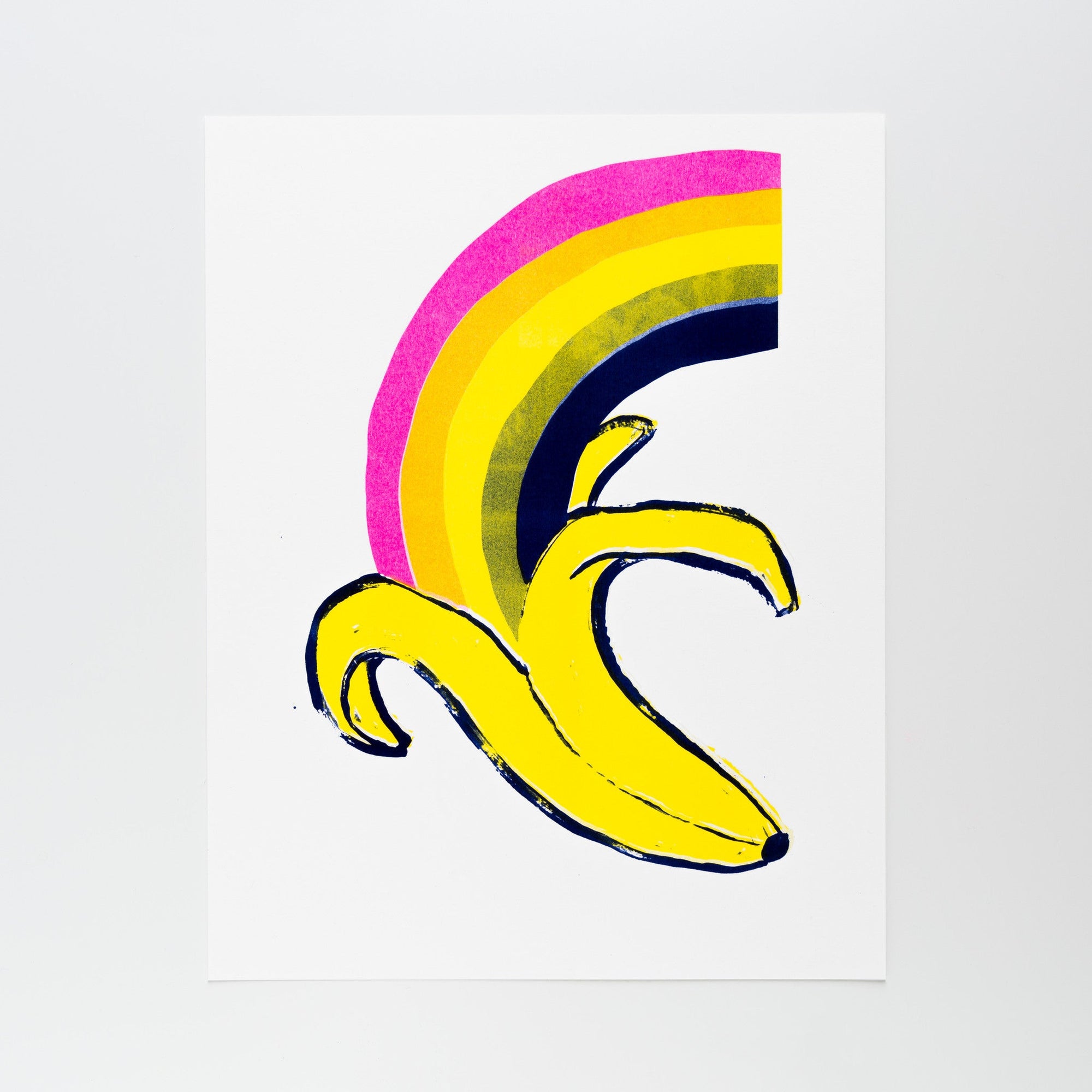 Rainbow Banana - Risograph Print - Yellow Owl Workshop