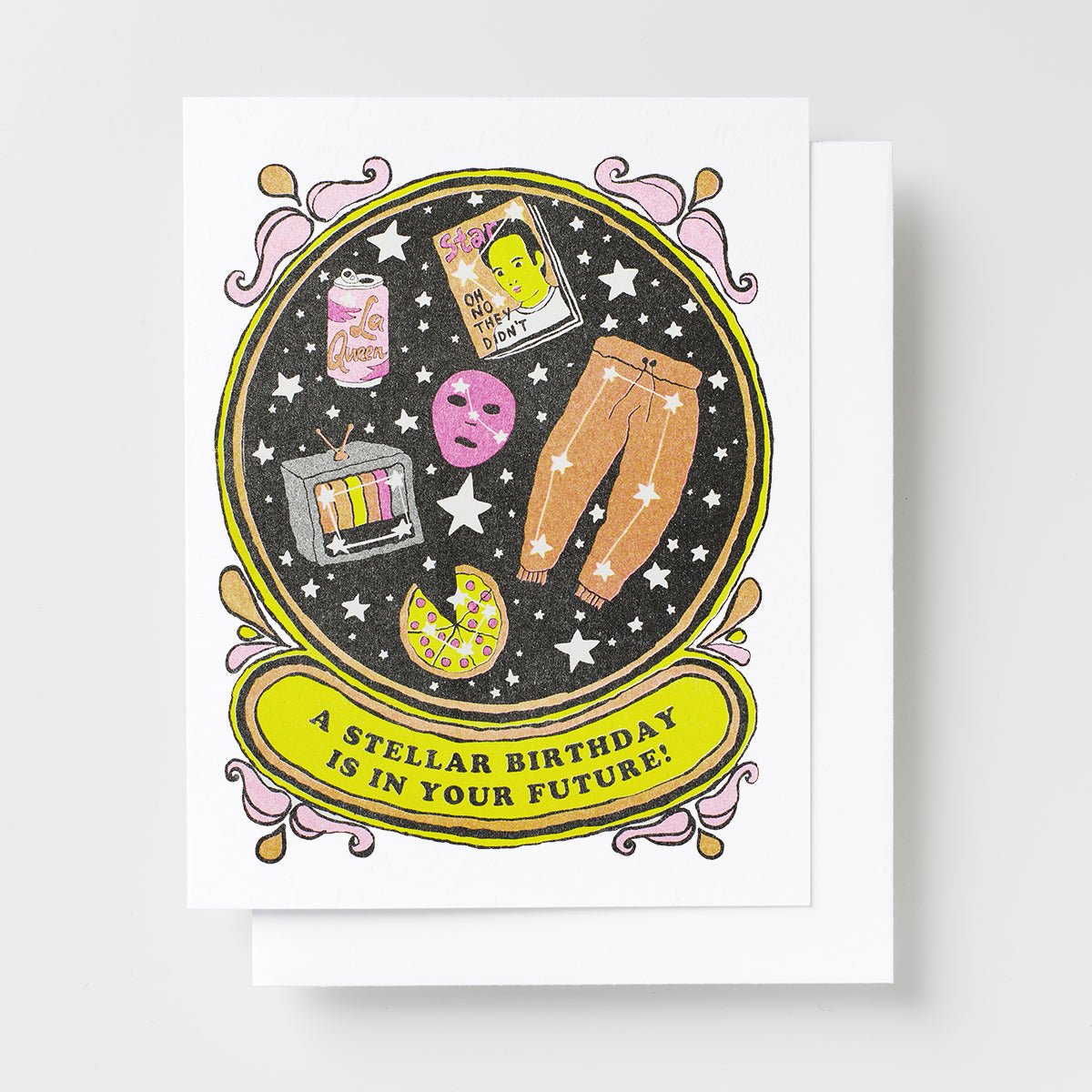 Stellar Bday In Your Future - Risograph Card - Yellow Owl Workshop