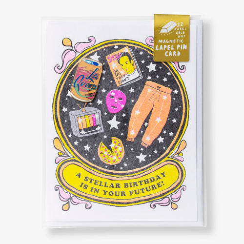 Stellar Birthday - Lapel Pin Card - Yellow Owl Workshop