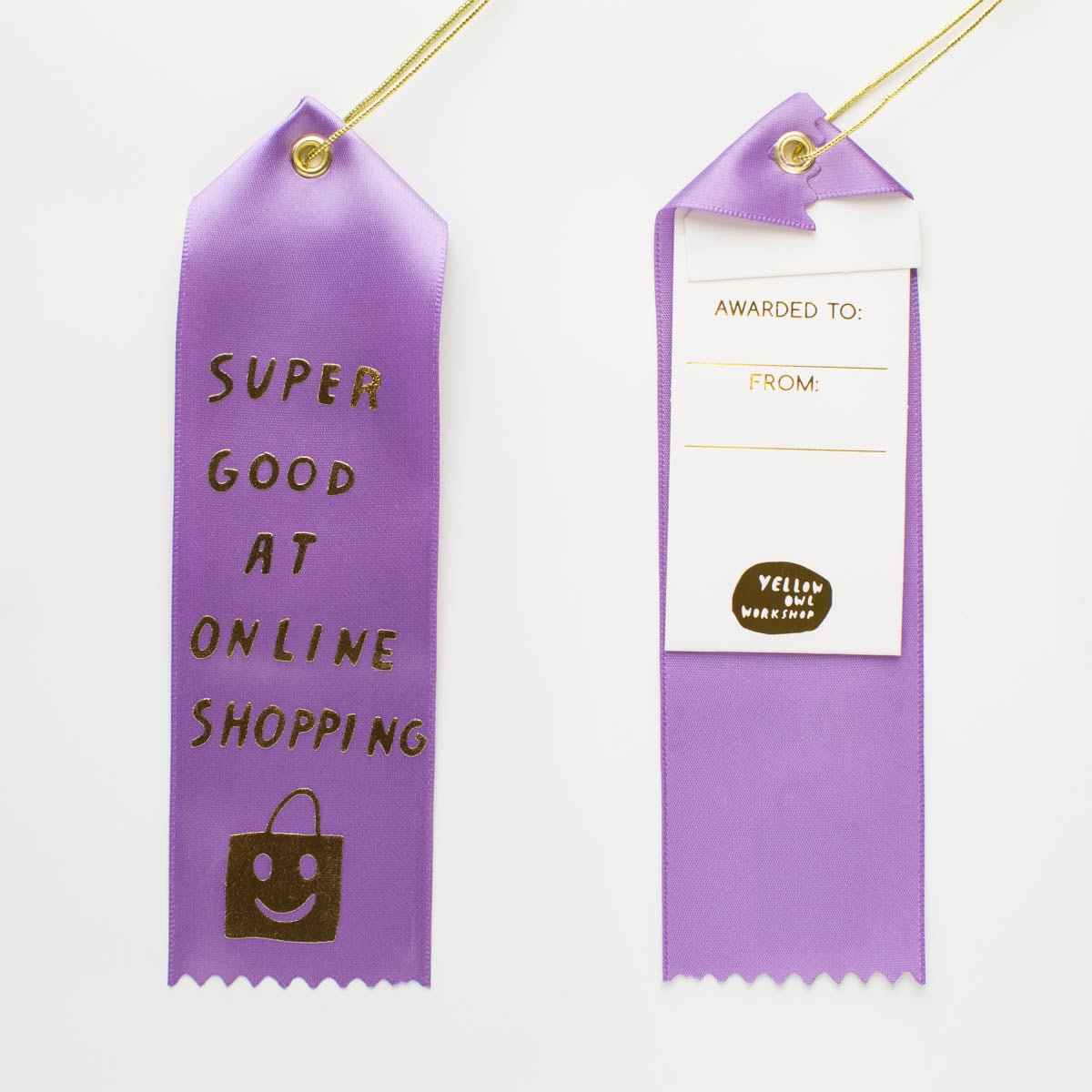 Super Good At Online Shopping - Award Ribbon Card - Yellow Owl Workshop