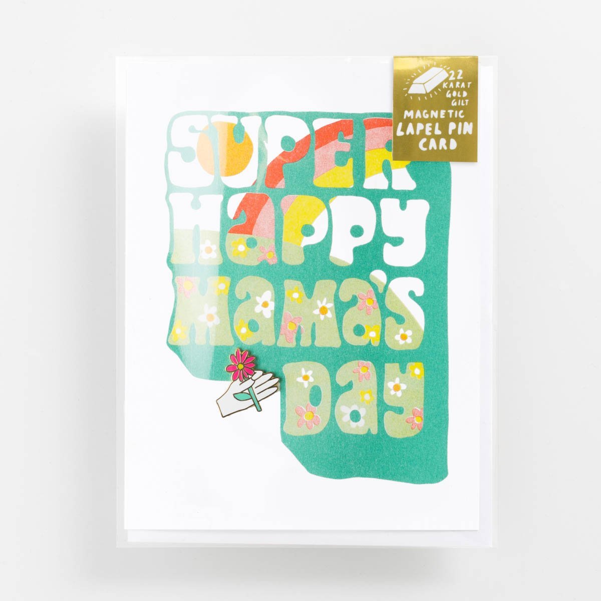 Super Happy Mama&#39;s Day - Lapel Pin Card - Yellow Owl Workshop