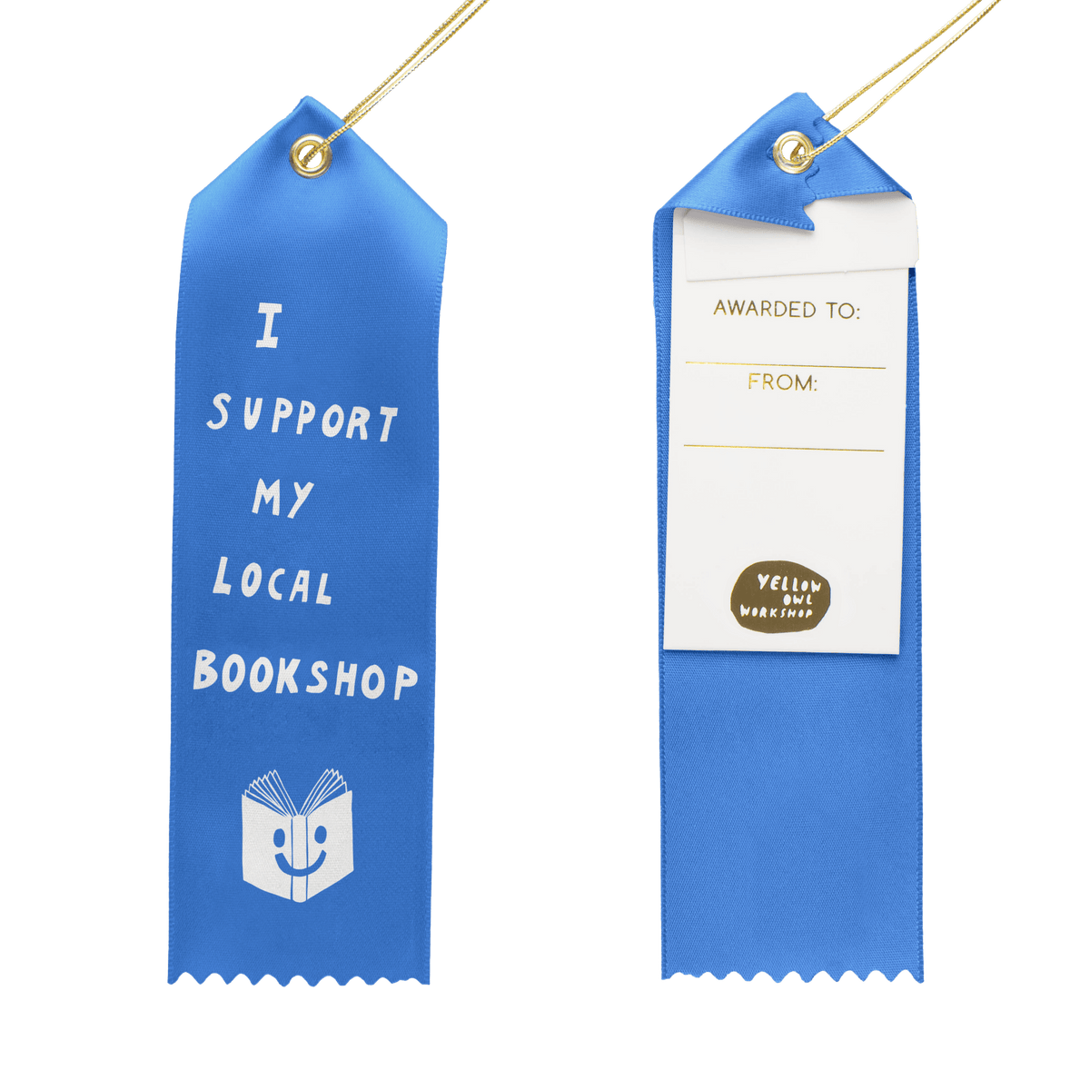 Support Local Bookshops - Award Ribbon Card - Yellow Owl Workshop