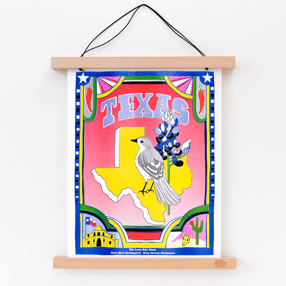 Texas - Risograph Art Print - Yellow Owl Workshop