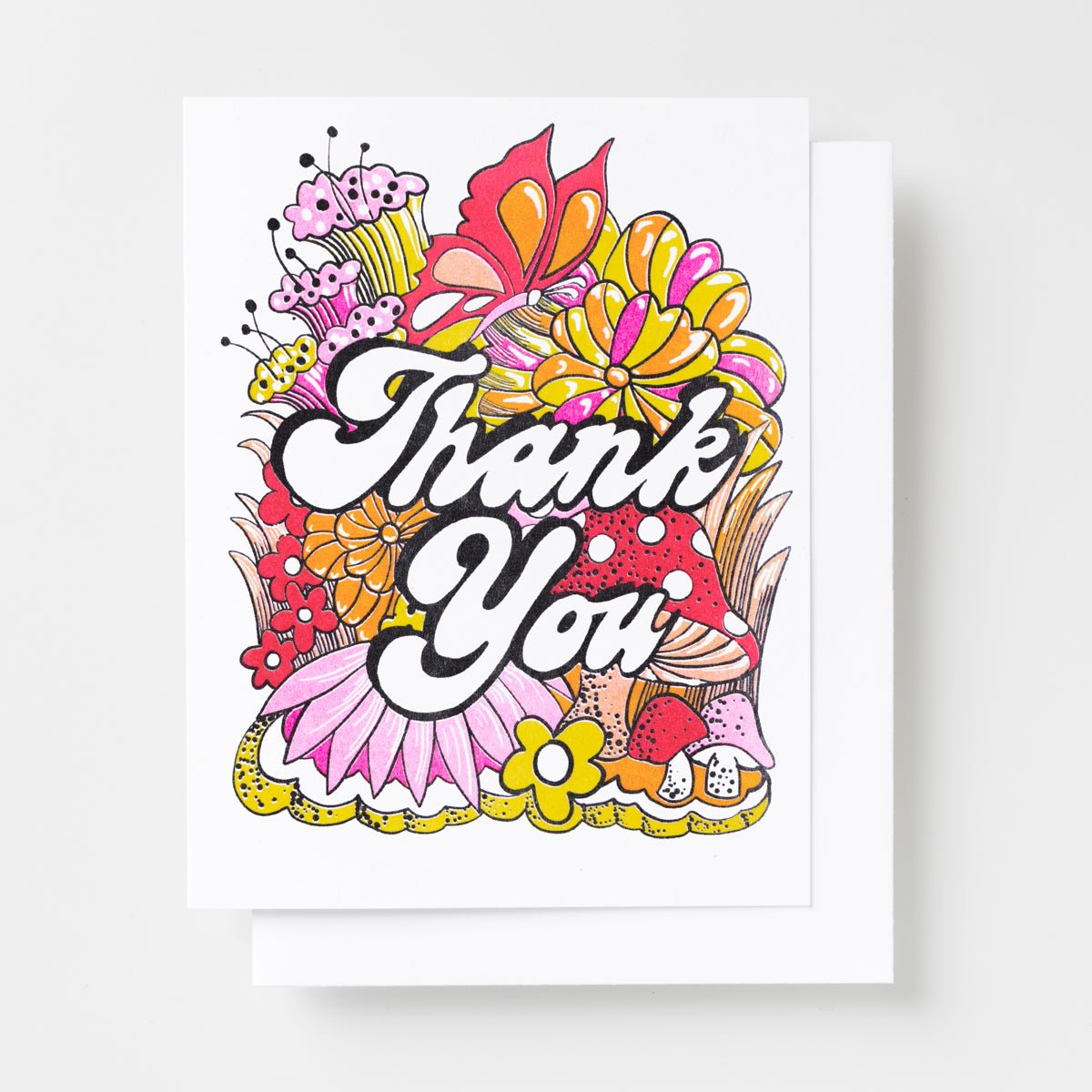 Thank You Floral - Risograph Card - Yellow Owl Workshop