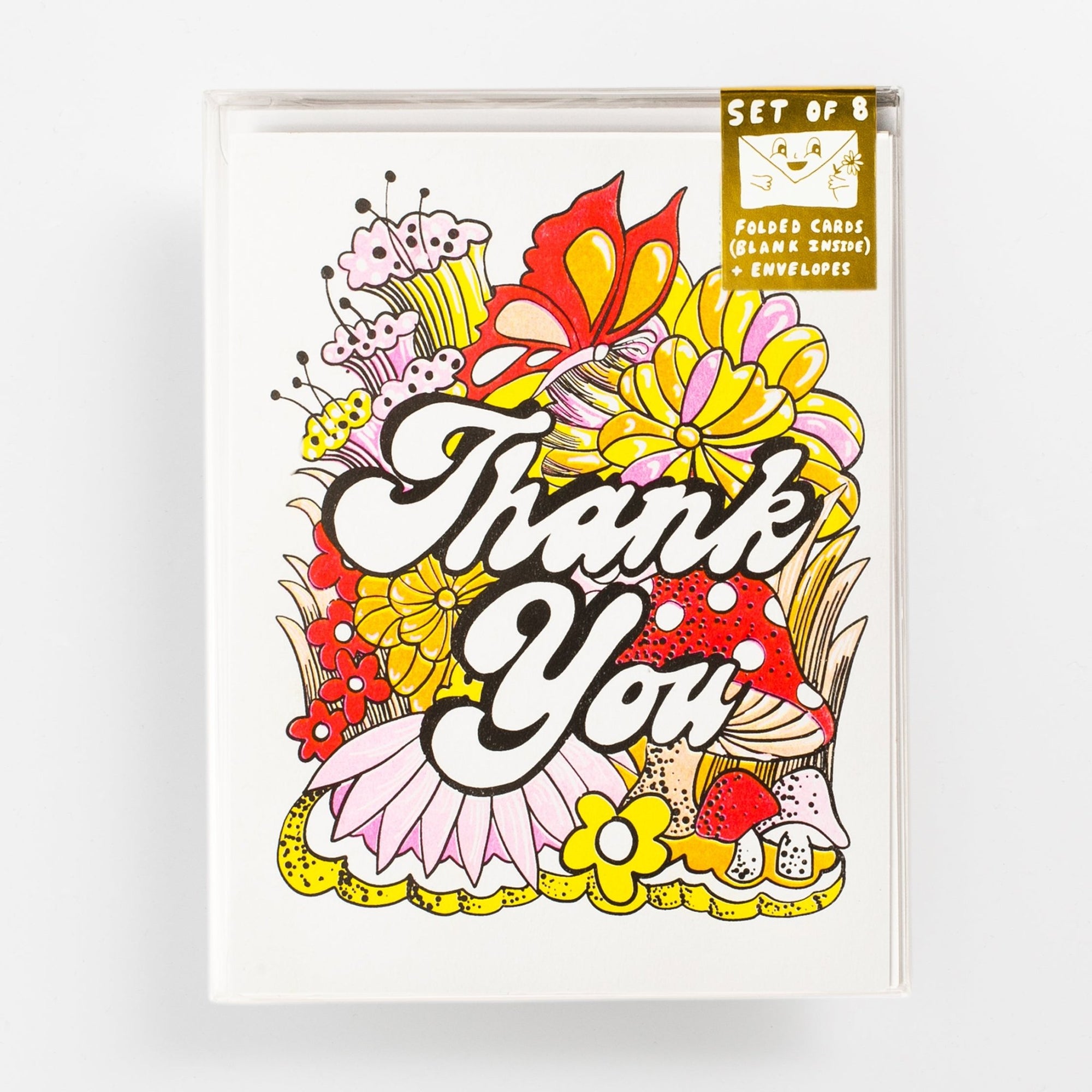 Thank You Floral - Risograph Card Set - Yellow Owl Workshop