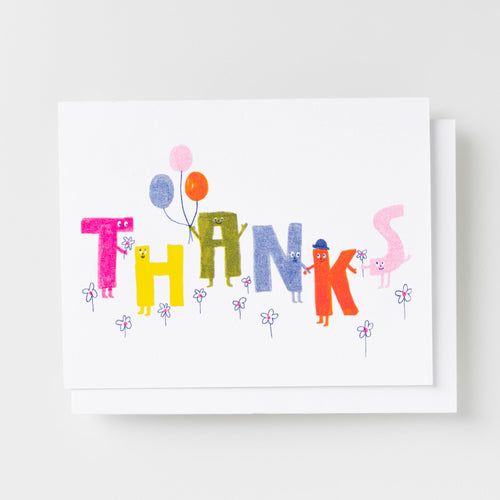 Thanks Friends - Risograph Card - Yellow Owl Workshop