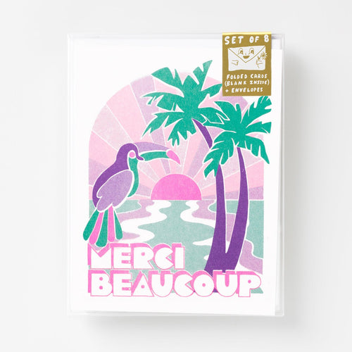 Tropical Merci Beaucoup - Risograph Card Set - Yellow Owl Workshop