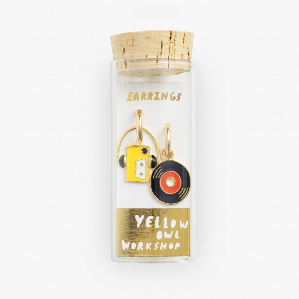 Walkman &amp; 7&quot; Hoop Earrings - Yellow Owl Workshop