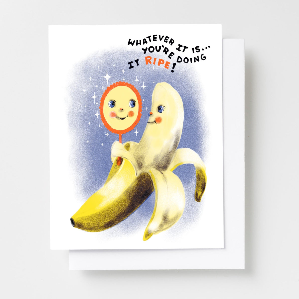 Whatever It Is You&#39;re Doing it RIPE - Banana Love Risograph Card - Yellow Owl Workshop